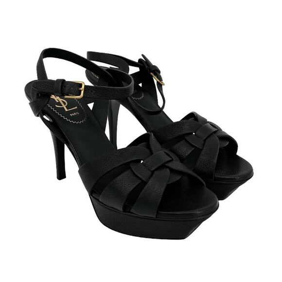 Saint Laurent Shoes - SAINT LAURENT Rive Gauche Tribute 75 Platform Sandals Black 37